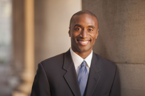 Black businessman smiling