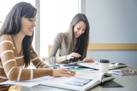 Students working together at desk