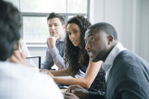 Business people listening in meeting