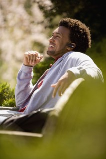 African American man talking on cell phone