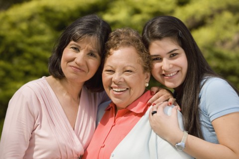 Portrait of multi-generational Hispanic female family members