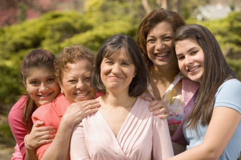 Portrait of multi-generational Hispanic female family members