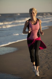 Woman running on beach