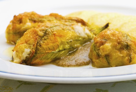 Traditional stuffed Italian zucchini flowers