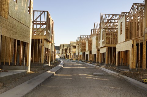 Road through residential construction site