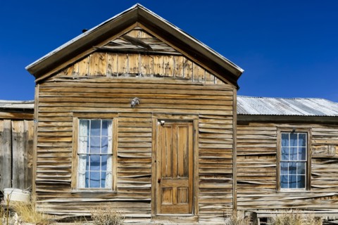 Decrepit rustic wooden building