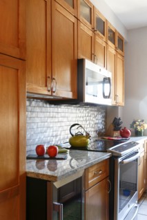 Stove and cabinets in modern kitchen