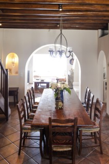 Wooden dining table and chairs