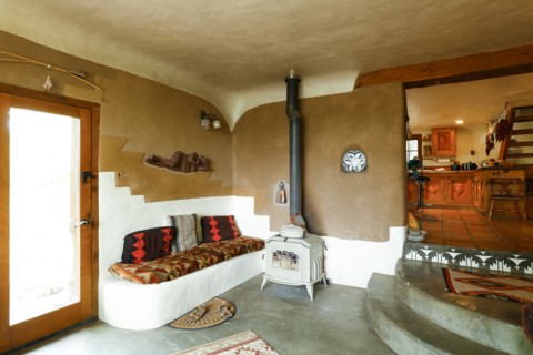 Wood-burning stove in livingroom