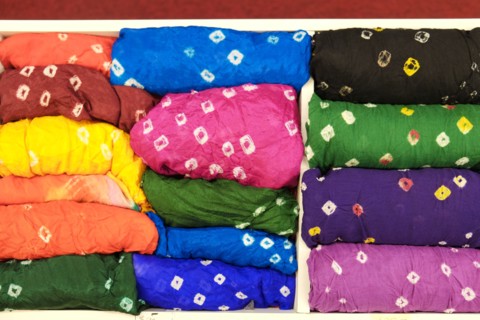 Piles of multicolor fabric