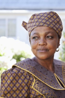 Mixed race woman wearing traditional clothing