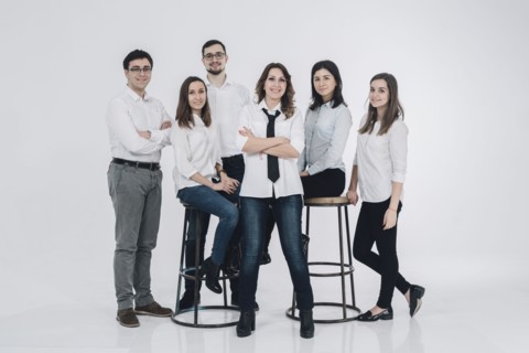 Portrait of confident Caucasian men and women