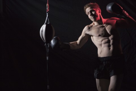 Caucasian boxer training