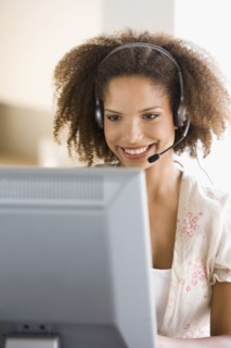 African businesswoman wearing headset