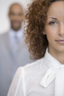 African businesswoman in front of coworker
