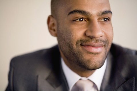 African businessman looking to side