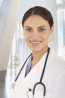 Mixed race doctor in hospital