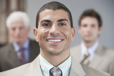 Businessman smiling in office