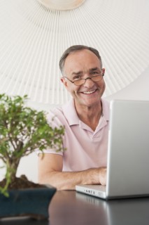 Businessman working at desk in office