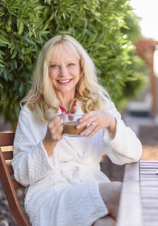 Caucasian woman drinking coffee