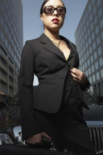 Asian businesswoman outdoors