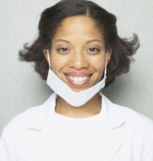 African female dentist smiling