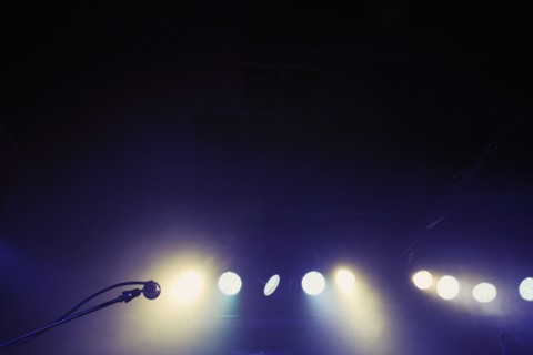 Microphone and spotlights on stage
