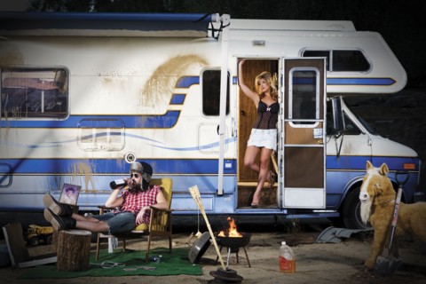 Couple vacationing in recreational vehicle