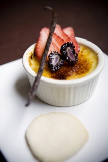 Close up of berry souffle on plate