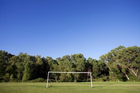 Soccer goal on soccer field