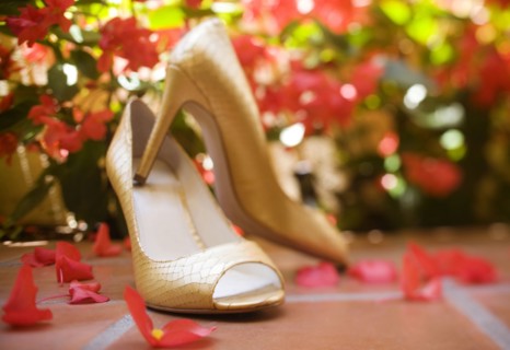 Close up of elegant high heeled shoes