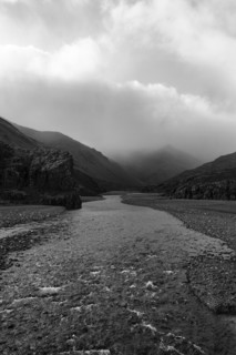 Gravel stream in remote mountains