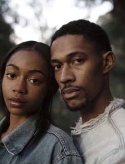 Portrait of serious couple