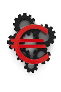 Euro symbol on top of cogs