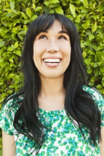 Woman smiling outdoors