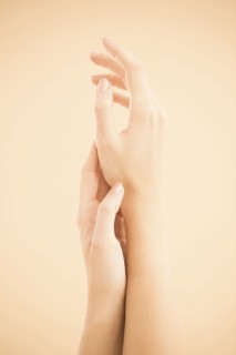 Close up of hands of woman rubbing