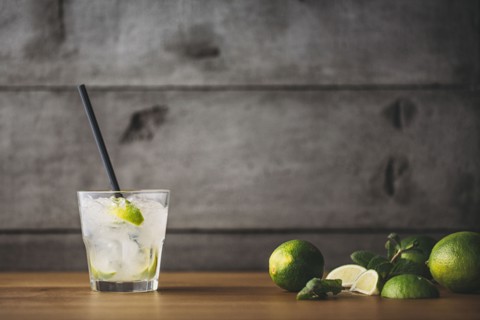Mojito cocktail with lime and mint