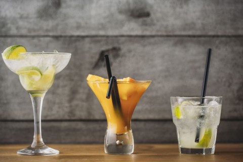Variety of fruit cocktail drinks