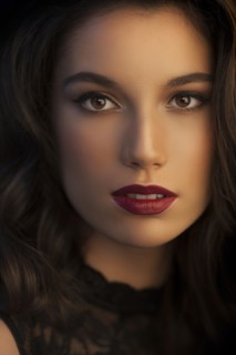Close up of serious glamorous woman