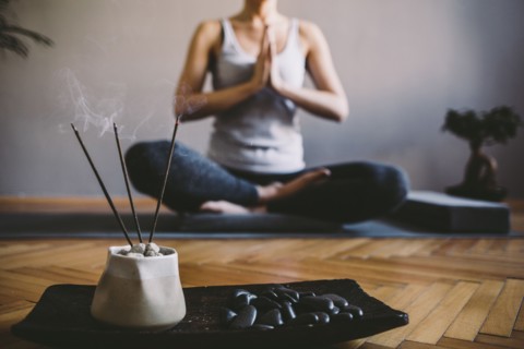 Incense burning in yoga studio