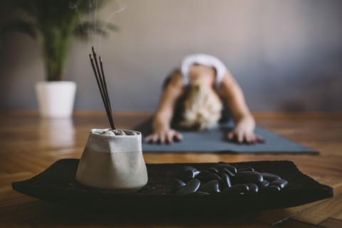 Incense burning in yoga studio