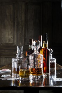 Whiskey in crystal decanters
