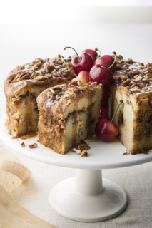 Pecan coffee cake with cherries