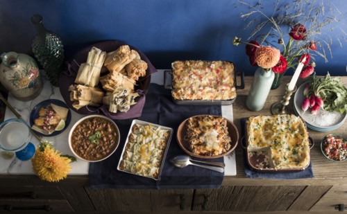 Food on buffet table