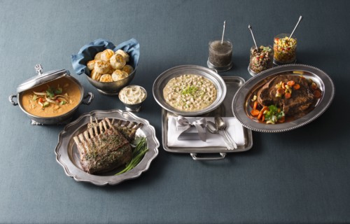 Fine dining on silver plates