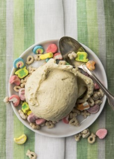 Ice cream on plate with cereal
