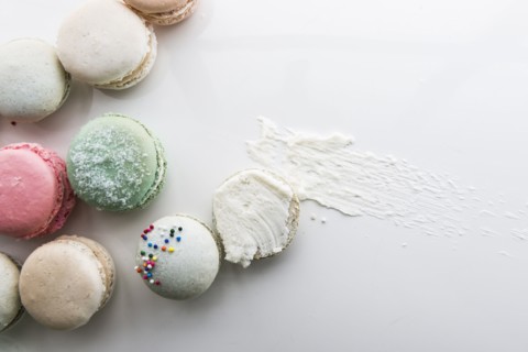 Cream spread near macaroons