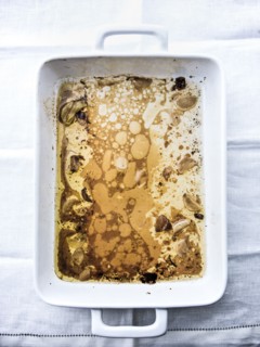 Juices in casserole tray