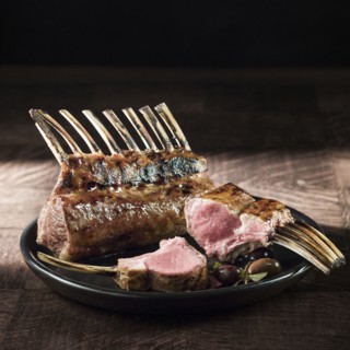 Lamb chops on plate