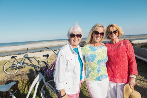 Caucasian women smiling outdoors